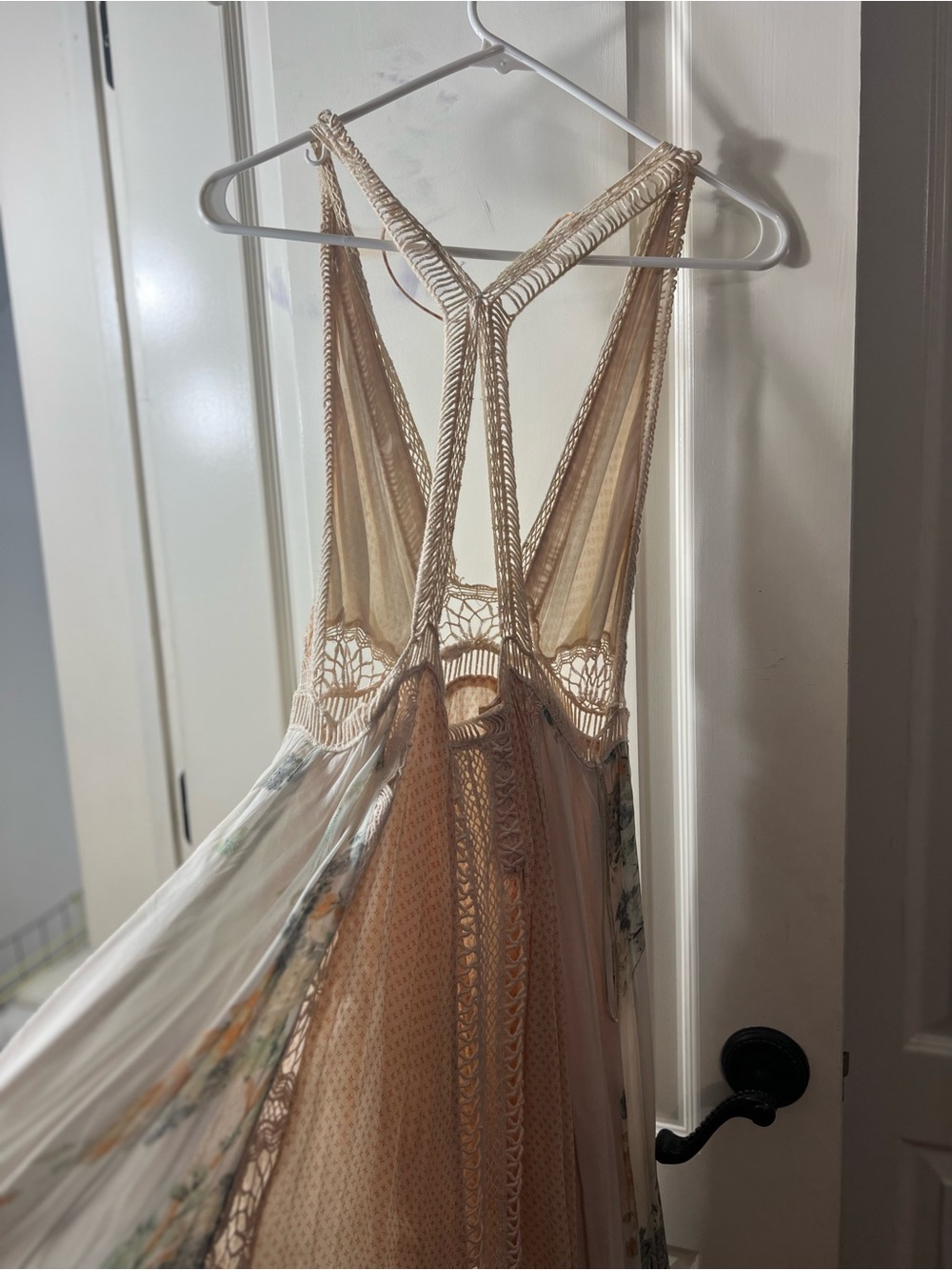 Free People Cream & Floral Crochet-Trim Maxi Dress - Picture 3 of 4
